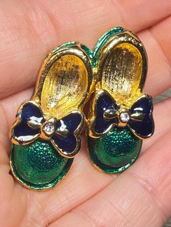 Jewelry - Vintage Green Shoes Brooch Irish Christmas St. Patrick's day